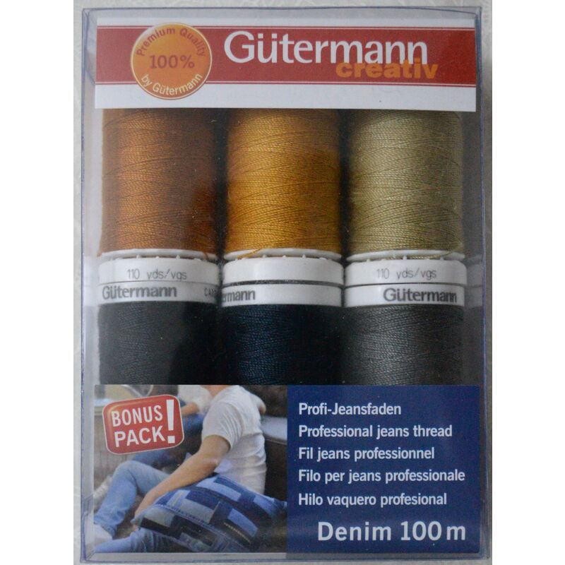 Gutermann Creativ Denim Thread Pack, 6 x 100m Spools Professional Jeans Thread