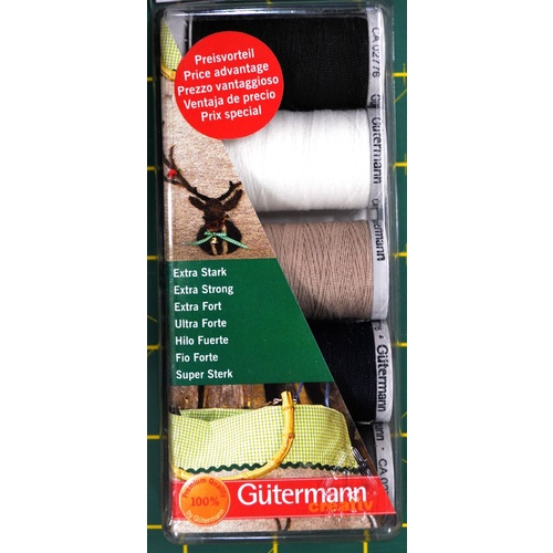GUTERMANN, 5 Extra Strong Polyester 100m Spool Pack, Upholstery, Jeans, Canvas