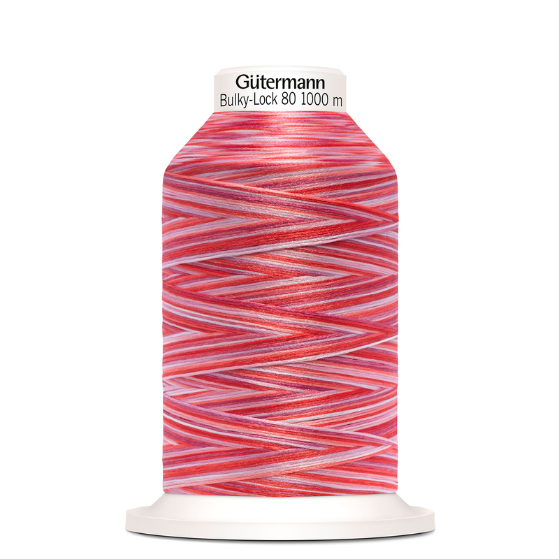 Gutermann Bulky-Lock No.80, 1000m Overlocking Thread #9974 Variegated Reds