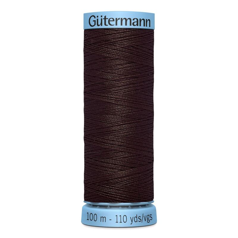 Gutermann Silk Thread #696 BLACK BROWN, 100m Spool (S303)