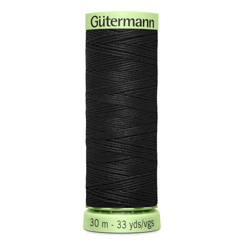 Gutermann Top Stitch Thread #000 BLACK 30m Spool High Lustre, Bold Sewing