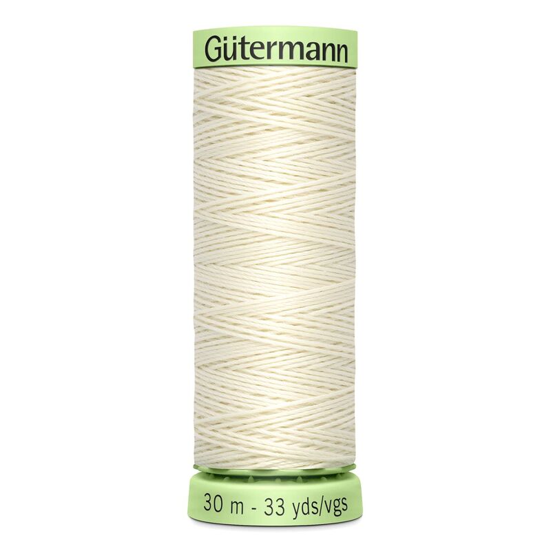 Gutermann Top Stitch Thread #1 IVORY 30m Spool High Lustre, Bold Sewing
