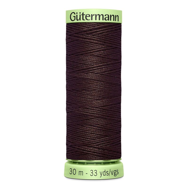 Gutermann Top Stitch Thread #23 DARK CHOCOLATE 30m Spool High Lustre, Bold Sewing