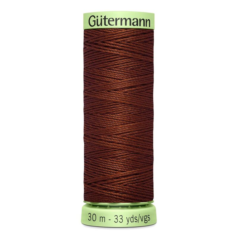 Gutermann Top Stitch Thread #230 RED EARTH BROWN 30m Spool High Lustre, Bold Sewing
