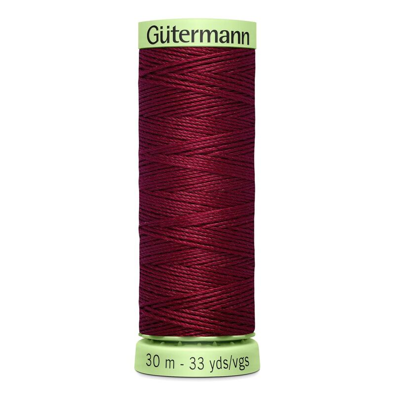 Gutermann Top Stitch Thread #368 VERY DARK GARNET 30m Spool High Lustre, Bold Sewing