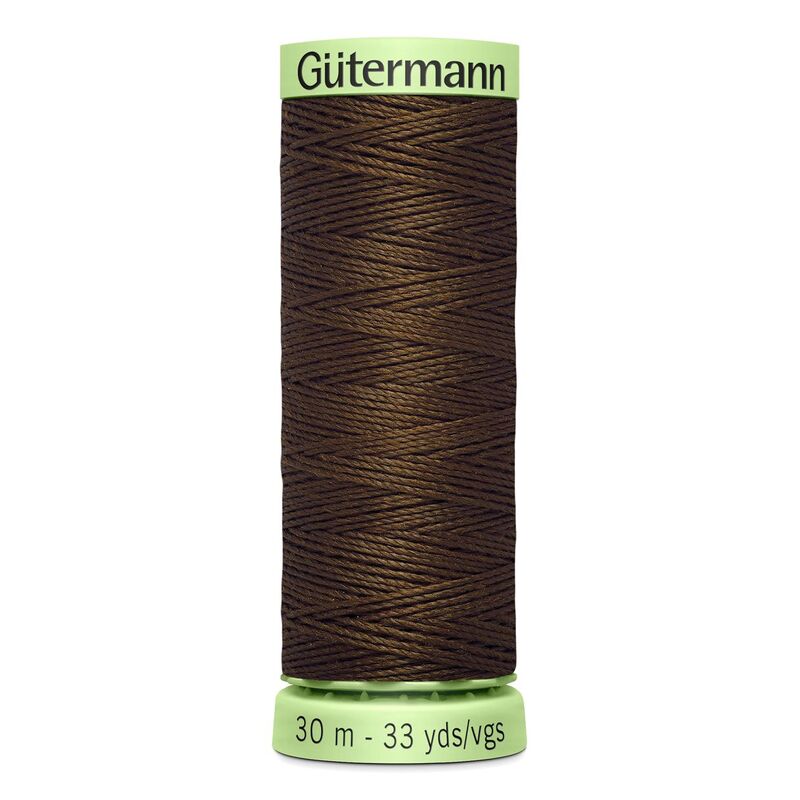 Gutermann Top Stitch Thread #406 DARK BROWN 30m Spool High Lustre, Bold Sewing