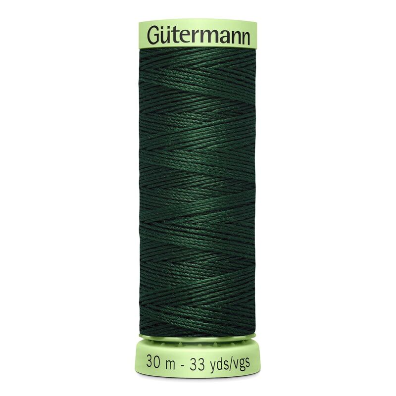 Gutermann Top Stitch Thread #472 VERY DARK FOREST GREEN 30m Spool High Lustre, Bold Sewing