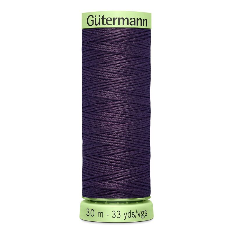 Gutermann Top Stitch Thread #512 DARK AUBERGINE 30m Spool High Lustre, Bold Sewing