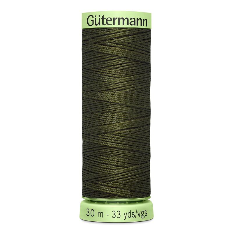 Gutermann Top Stitch Thread #531 ULTRA DARK KHAKI GREEN 30m Spool High Lustre, Bold Sewing