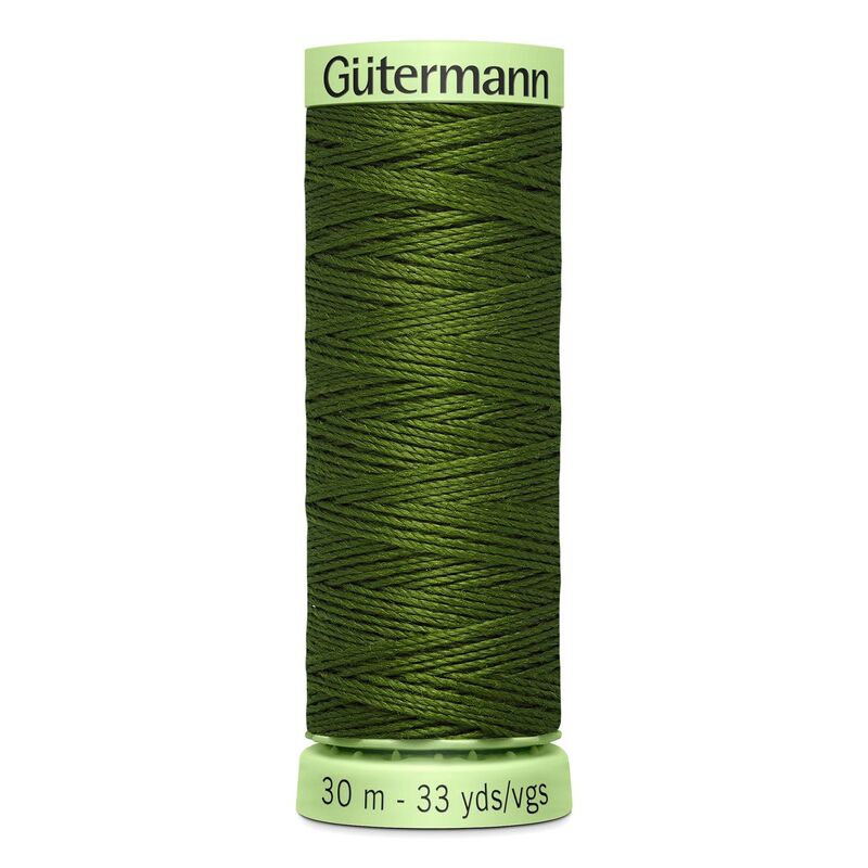 Gutermann Top Stitch Thread #585 DARK AVOCADO GREEN 30m Spool High Lustre, Bold Sewing