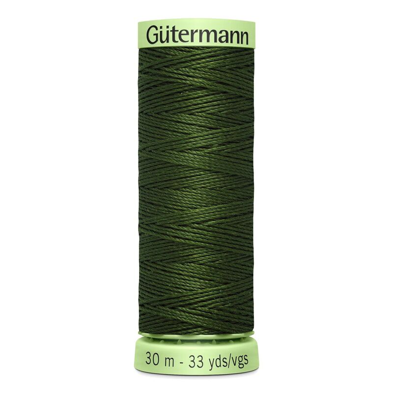 Gutermann Top Stitch Thread #597 ULTRA DARK KHAKI GREEN 30m Spool High Lustre, Bold Sewing