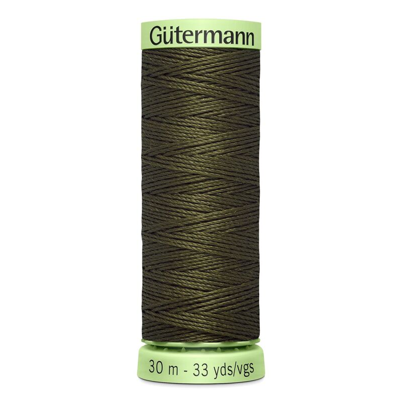 Gutermann Top Stitch Thread #689 DARK KHAKI BROWN 30m Spool High Lustre, Bold Sewing