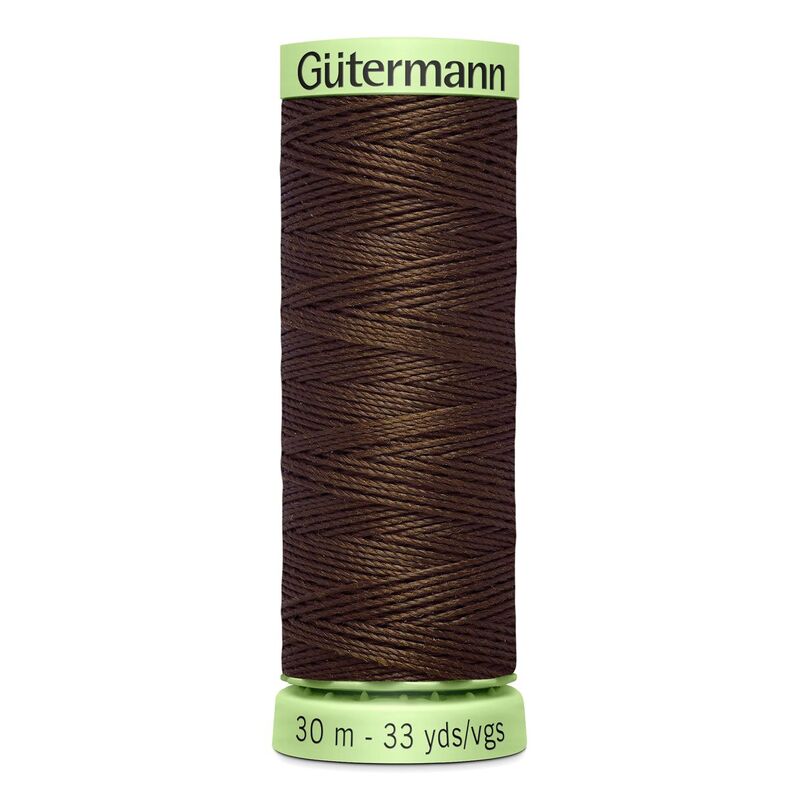 Gutermann Top Stitch Thread #694 DARK COFFEE BROWN 30m Spool High Lustre, Bold Sewing
