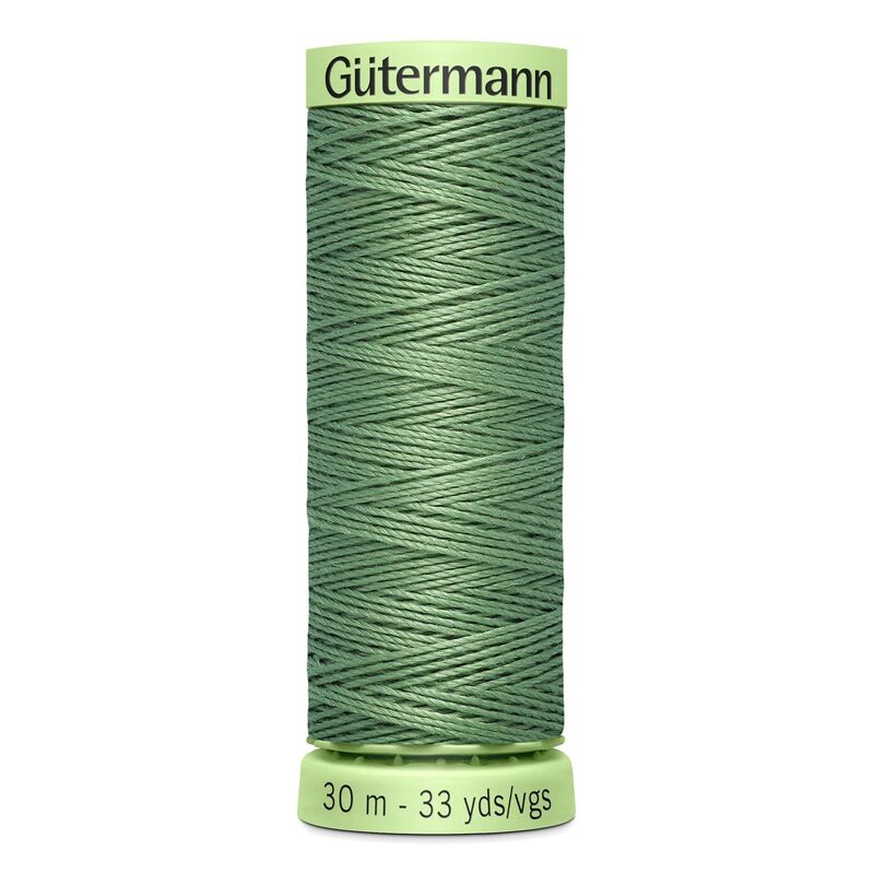Gutermann Top Stitch Thread #821 KHAKI GREEN 30m Spool High Lustre, Bold Sewing