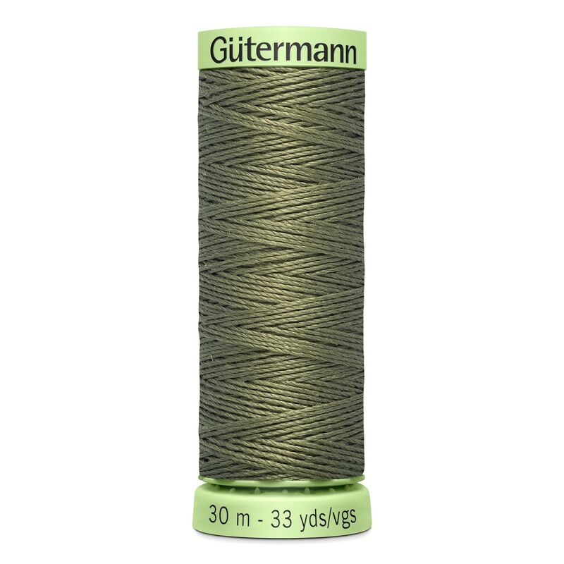 Gutermann Top Stitch Thread #825 DARK KHAKI GREEN 30m Spool High Lustre, Bold Sewing