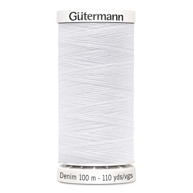 Gutermann Professional Denim Jeans Thread, #1005 WHITE, 100m Spool