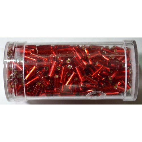 GUTERMANN 7mm BUGLE BEADS, 22 gram TUB, RED, HIGHEST QUALITY