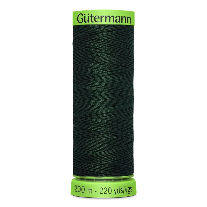 Gutermann Extra Fine Thread #472 VERY DARK FOREST GREEN, 200m Spool 100% Polyester