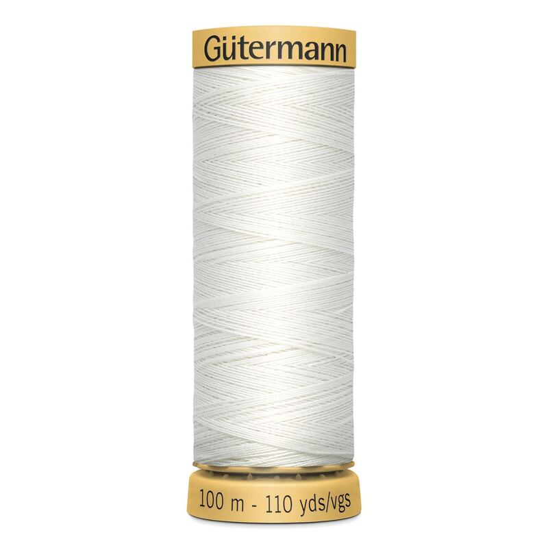 Gutermann 100% Cotton Thread #5709 WHITE, 100m Spool