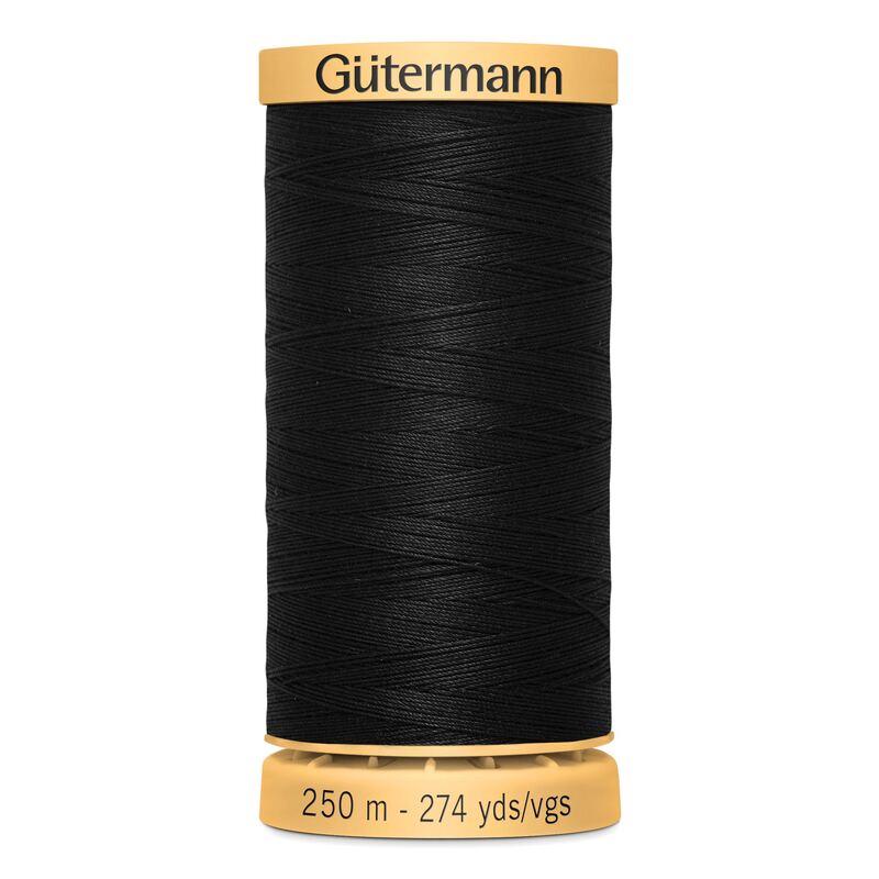 Gutermann 100% Cotton Thread, 250m, #5201 BLACK