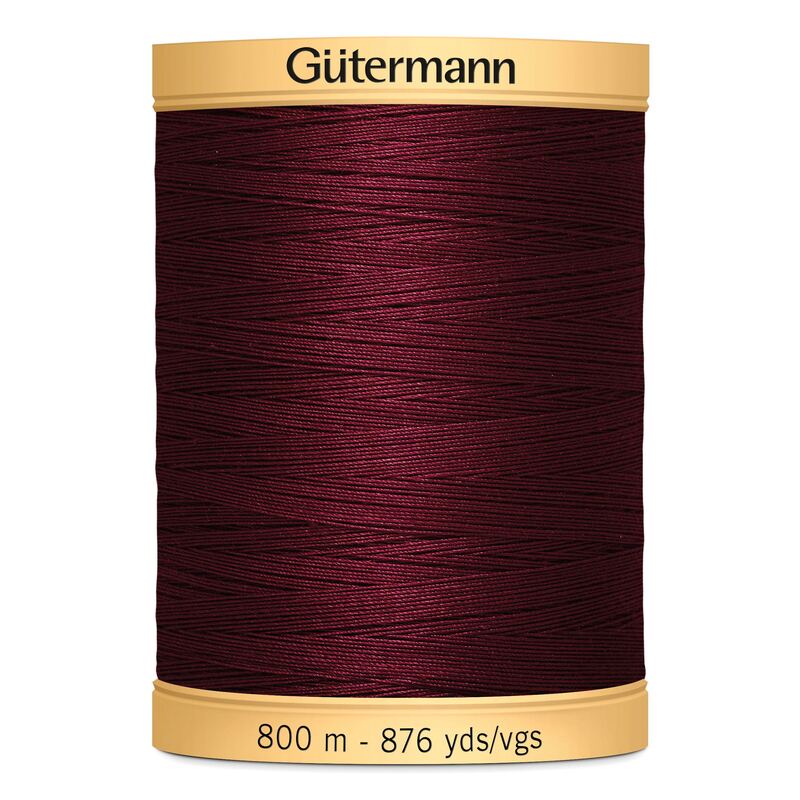 Gutermann Cotton Thread, #2833 BURGUNDY, 800m (876yds) Spool Natural Cotton