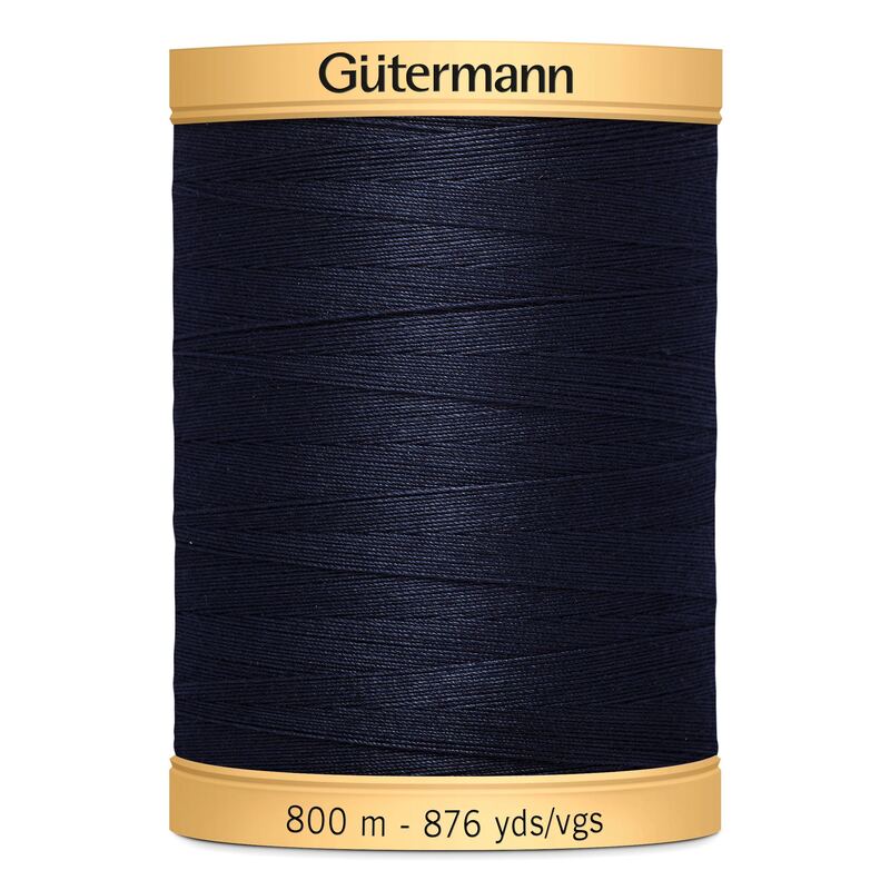 Gutermann Cotton Thread, 800m (876yds) #6210 Ink Navy Blue