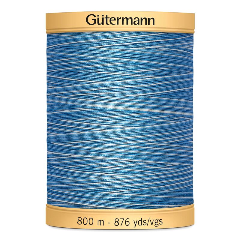 Gutermann Cotton Thread, 800m (876yds)9981, Variegated Blue Awakening