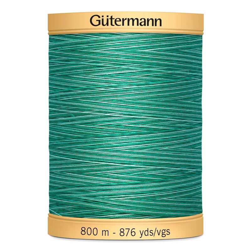 Gutermann Cotton Thread, 800m (876yds) #9989, Variegated Bahama Ocean Green