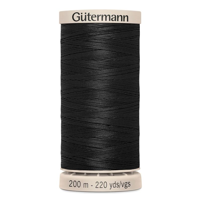Waxed Cotton Quilting Thread #5201 BLACK, 200m Spool