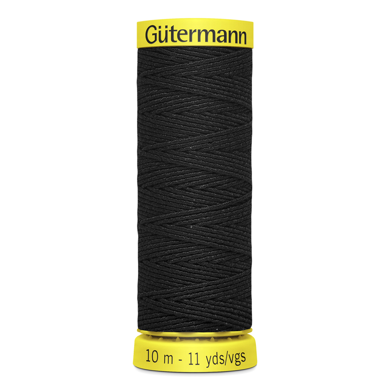 Gutermann BLACK Shirring Elastic Thread #4017, 10m Spool