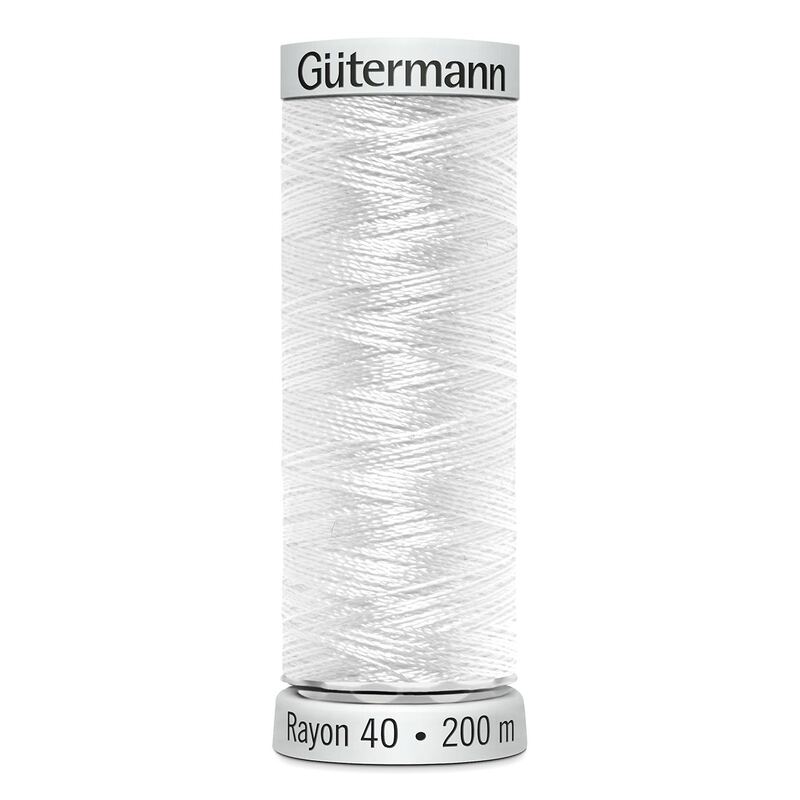 Gutermann Rayon 40 #1001 BRIGHT WHITE, 200m Machine Embroidery Thread