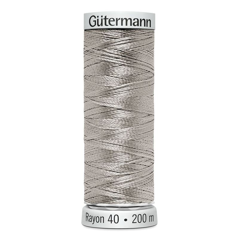 Gutermann Rayon 40 #1085 SILVER, 200m Machine Embroidery Thread
