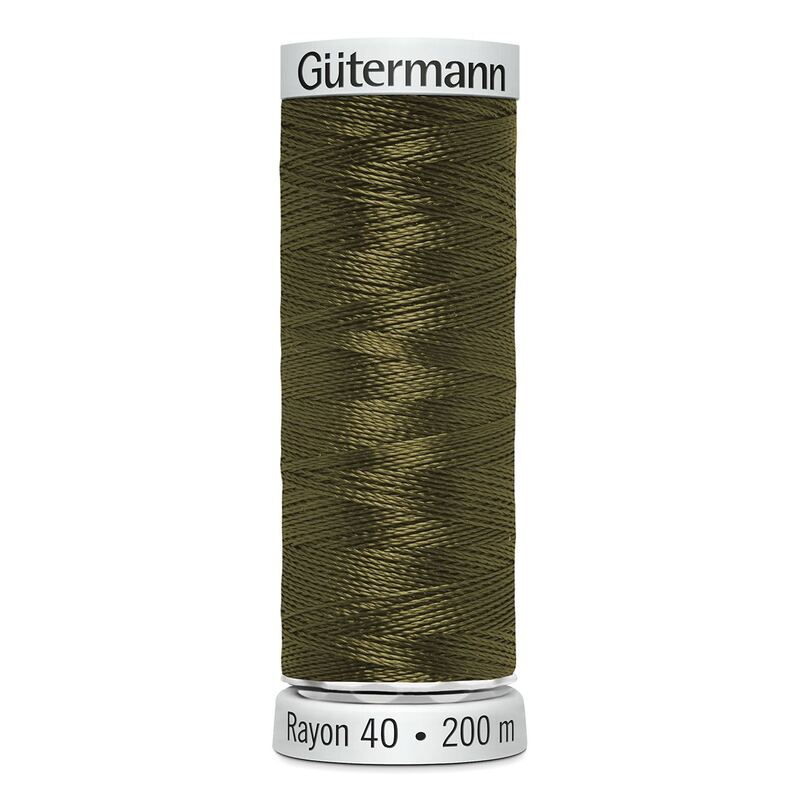 Gutermann Rayon 40 #1173 MEDIUM ARMY GREEN, 200m Machine Embroidery Thread