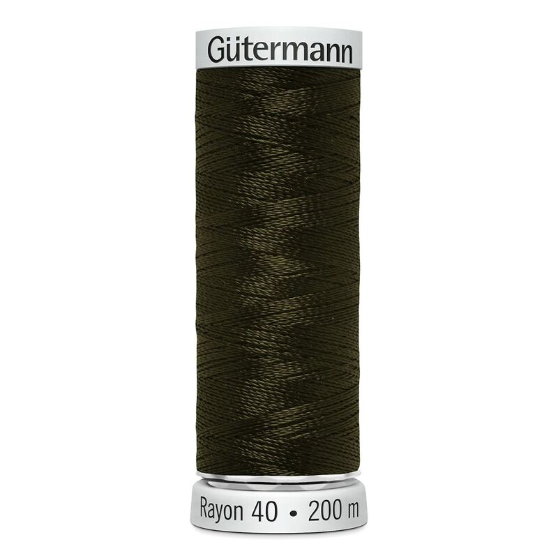 Gutermann Rayon 40 #1210 DARK ARMY GREEN, 200m Machine Embroidery Thread