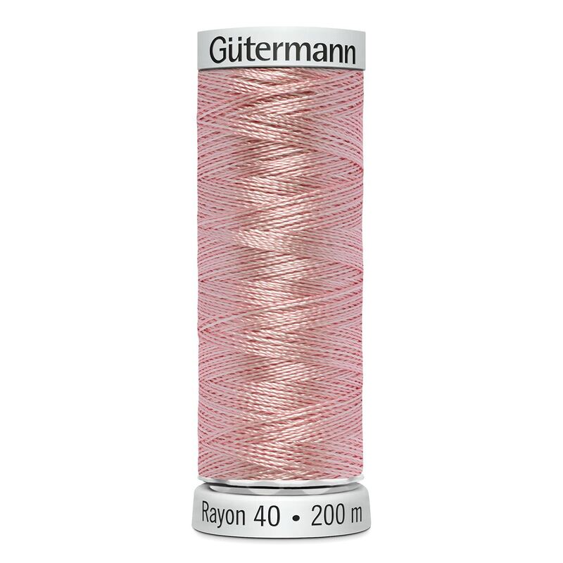 Gutermann Rayon 40 #2100 VARIEGATED PASTEL PINKS 200m Machine Embroidery Thread