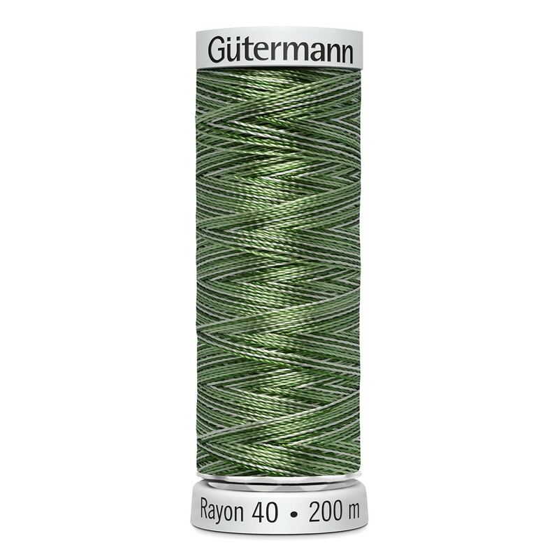 Gutermann Rayon 40 #2115 VARIEGATED PINE GREENS 200m Machine Embroidery Thread