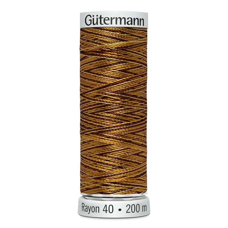 Gutermann Rayon 40 #2120 VARIEGATED GOLDEN BROWNS 200m Machine Embroidery Thread