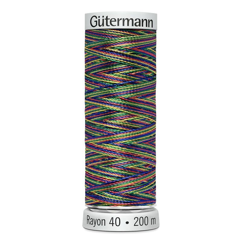Gutermann Rayon 40 #2240 GREEN-CORAL-BLUE-YELLOW 200m Machine Embroidery Thread