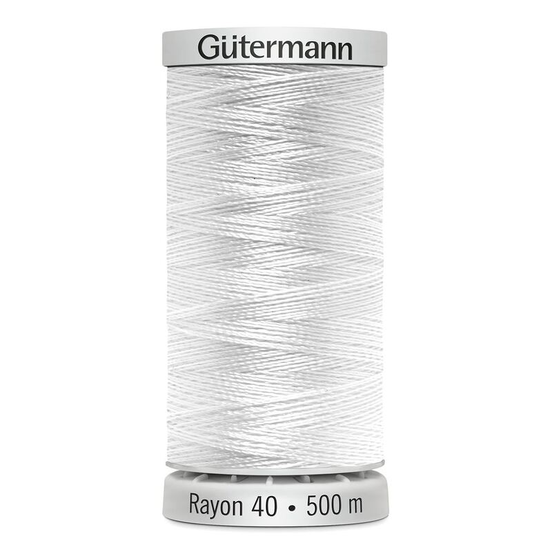 Gutermann Rayon 40 #1001 BRIGHT WHITE, 500m Machine Embroidery Thread