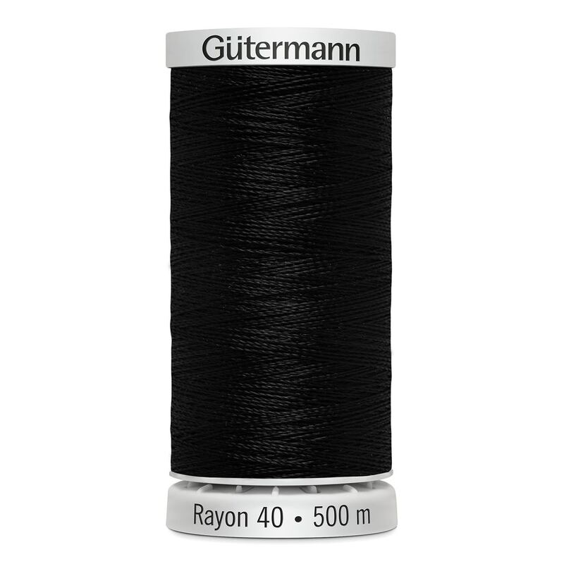 Gutermann Rayon 40 #1005 BLACK, 500m Machine Embroidery Thread
