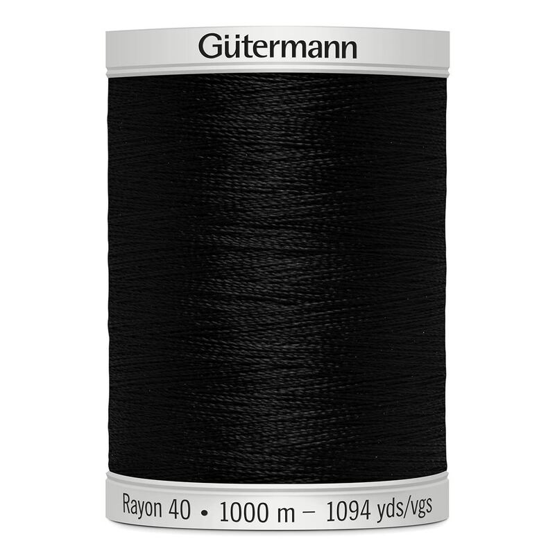 Gutermann Rayon 40 #1005 BLACK, 1000m Machine Embroidery Thread