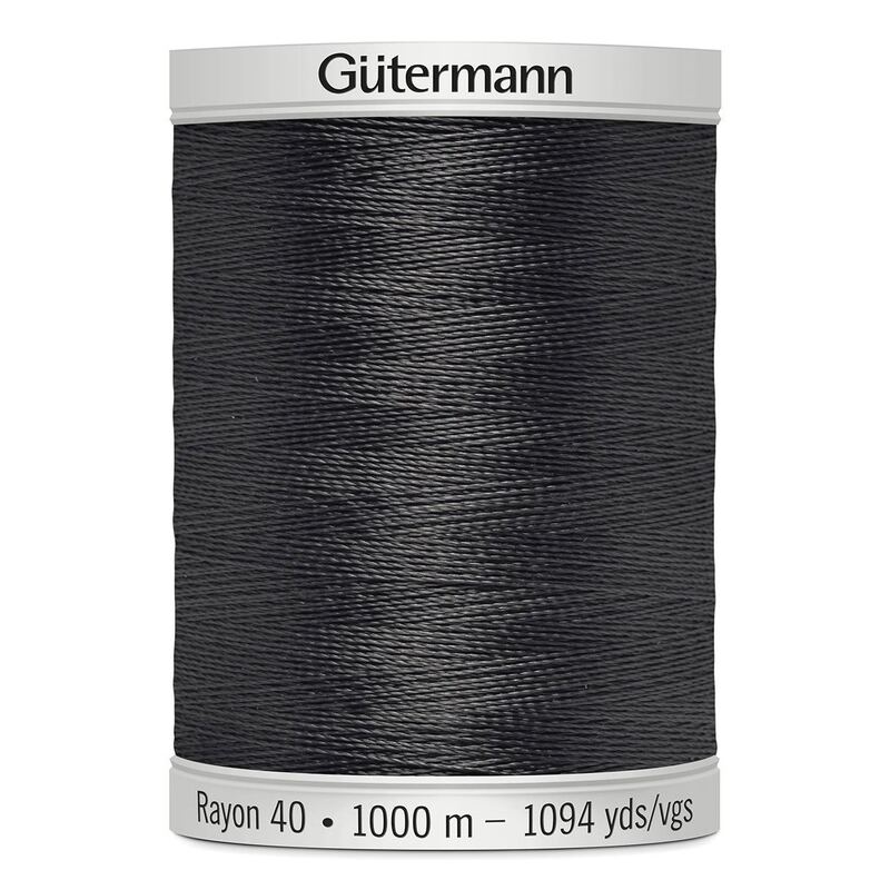 Gutermann Rayon 40 #1220 CHARCOAL GREY, 1000m Machine Embroidery Thread