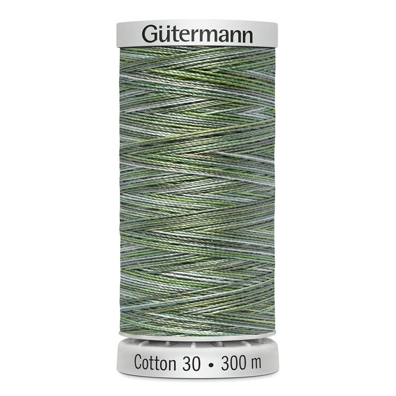 Gutermann Cotton 30 #4085 VARIEGATED GREEN GREY 300m Embroidery & Quilting Thread