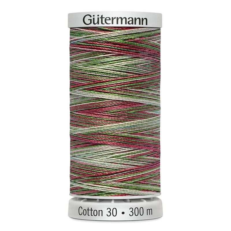 Gutermann Cotton 30 #4104 VARIEGATED RED GREEN MIX 300m Embroidery & Quilting Thread