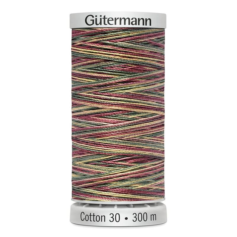 Gutermann Cotton 30 #4112 VARIEGATED MAROON GREEN 300m Embroidery & Quilting Thread
