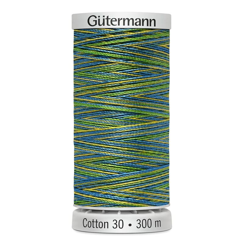 Gutermann Cotton 30 #4120 VARIEGATED LIME TEAL MIX 300m Embroidery & Quilting Thread