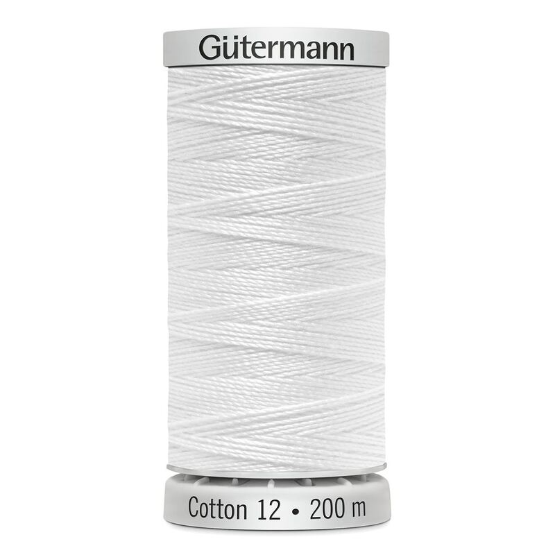 Gutermann Cotton 12 #1001 WHITE 200m Embroidery & Quilting Thread