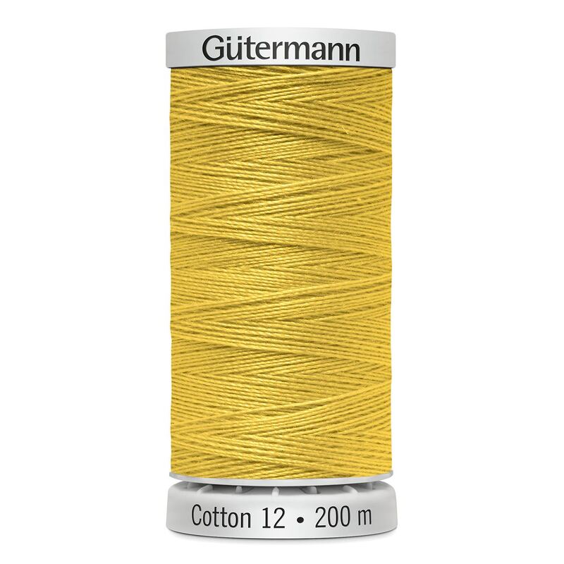 Gutermann Cotton 12 #1124 DARK LEMON 200m Spool Embroidery & Quilting Thread