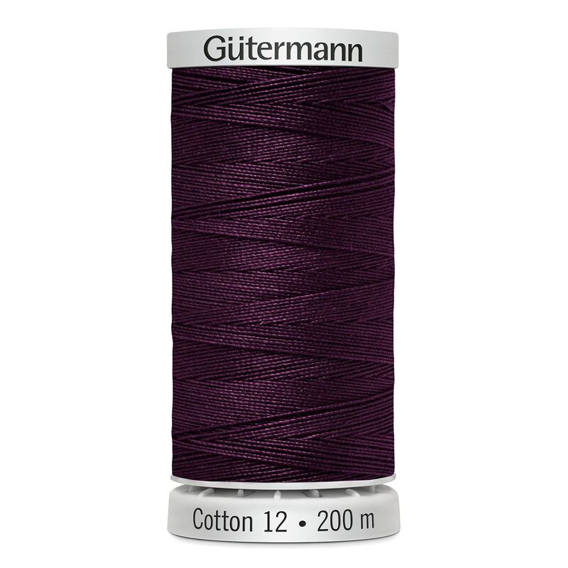 Gutermann Cotton 12 #1189 VERY DARK GRAPE 200m Spool Embroidery & Quilting Thread