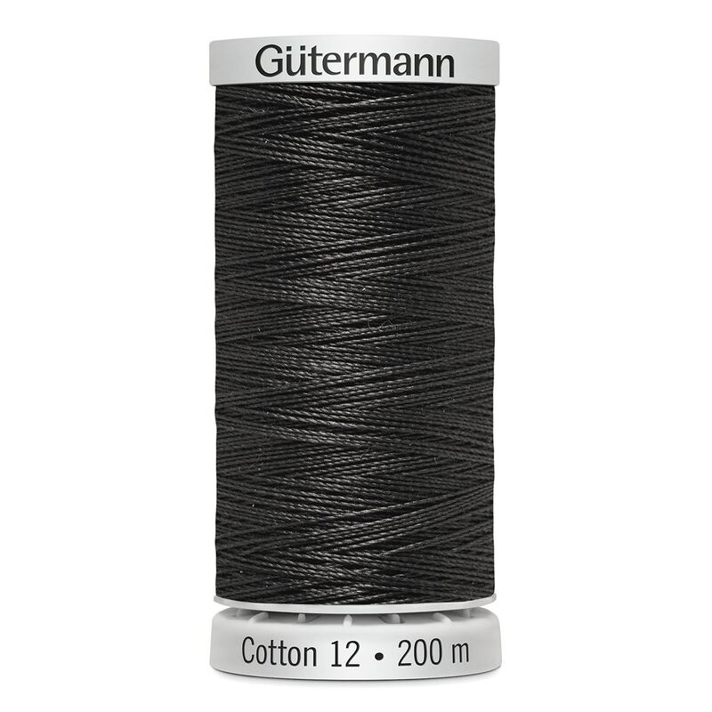 Gutermann Cotton 12 #1234 DARK GREY 200m Spool Embroidery & Quilting Thread